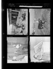 Feature Farm - 4 H club; Men outside building; woman at freezer (4 Negatives (March 7, 1955) [Sleeve 19, Folder d, Box 6]